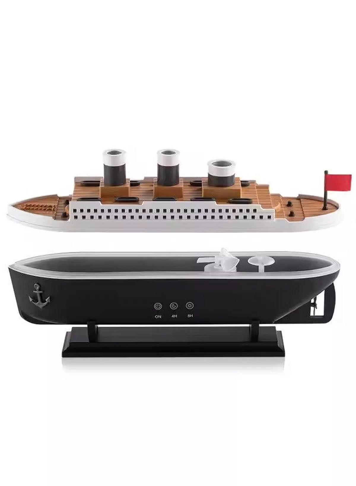Titanic Ship Humidifier & Aromatherapy Diffuser, Ultrasonic Cool Mist Diffuser with Remote Control, Multi-Color LED Lights, Dual Mist Modes, Elegant Black Design for Home & Office (250ml)-6-6