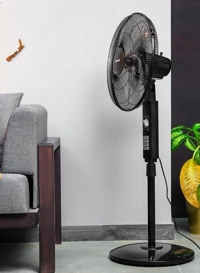 GEEPAS 18" Stand Fan | Adjustable height | 3 speed | Tilt Setting with Overheat Protection | Wide Oscillation | Self-Protection when Over Heated, 128 Ribbed Grills, Streamlined & Portable Design GF9605 Black-5
