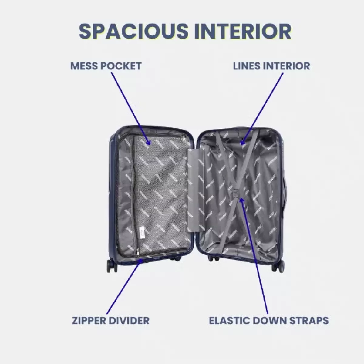British Tourister 3 Piece Polyproplene Hard Side Spinner Luggage Trolley Set 20/24/28 Inch - Navy Blue-4-4