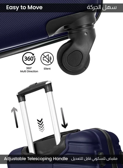 PARAJOHN Prime 3-Piece ABS Hardshell Spinner Luggage Set | Lightweight 20/24/28 Inch Travel Trolley Suitcase – Navy-5