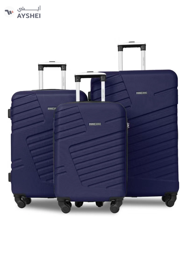 PARAJOHN Prime 3-Piece ABS Hardshell Spinner Luggage Set | Lightweight 20/24/28 Inch Travel Trolley Suitcase – Navy