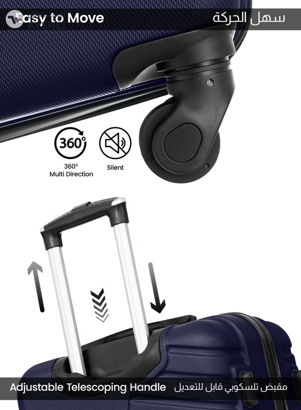 PARAJOHN Prime 3-Piece ABS Hardshell Spinner Luggage Set | Lightweight 20/24/28 Inch Travel Trolley Suitcase – Navy