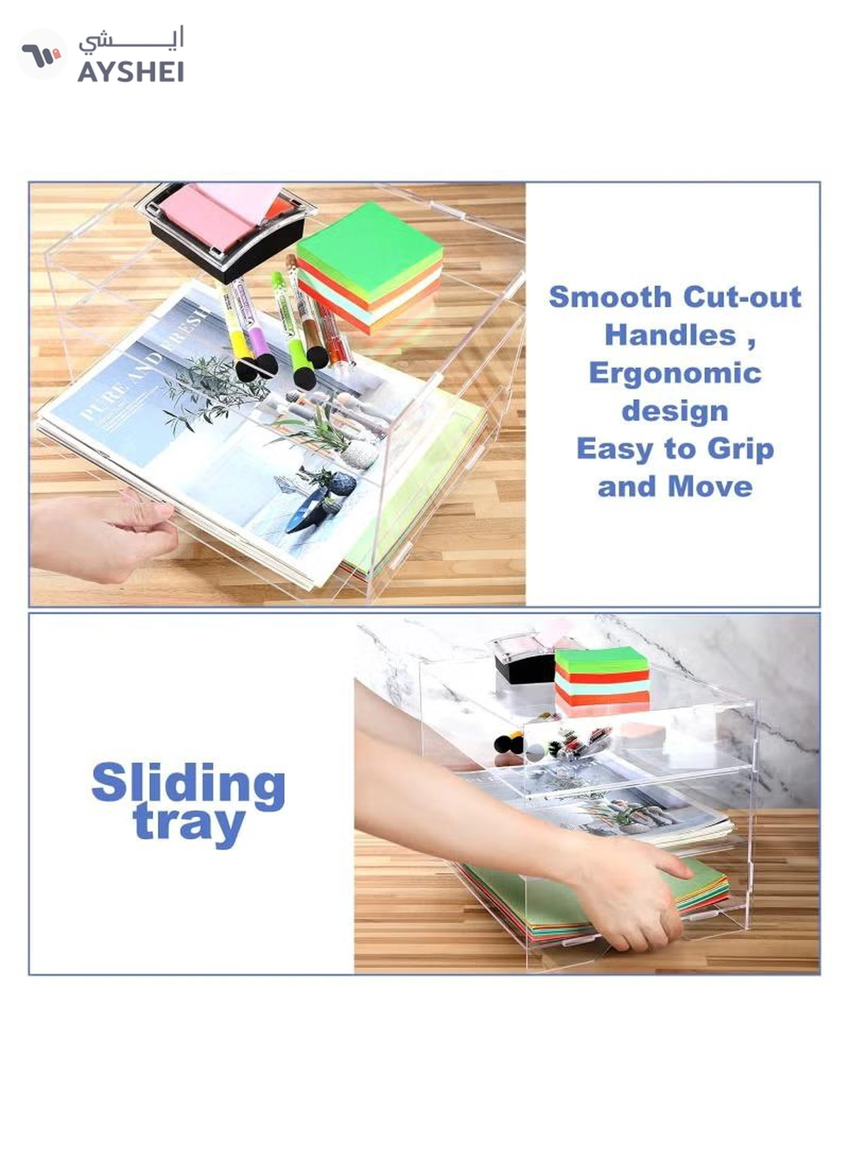 Eworld 3-Tier Clear Acrylic Paper Organizer Tray Perfect for Classroom-1-1