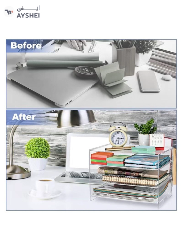 Eworld 3-Tier Clear Acrylic Paper Organizer Tray Perfect for Classroom
