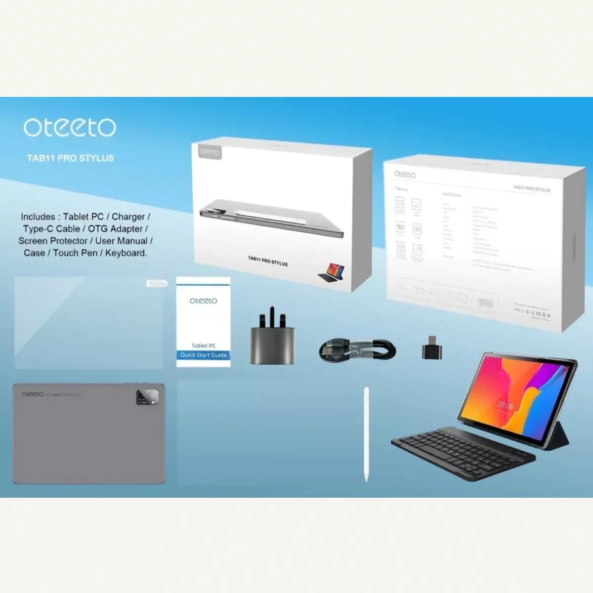 Oteeto Tab 11 Pro Stylus, 10.1-Inch Android 13 Tablet, 8GB RAM + 512GB Storage-5-5