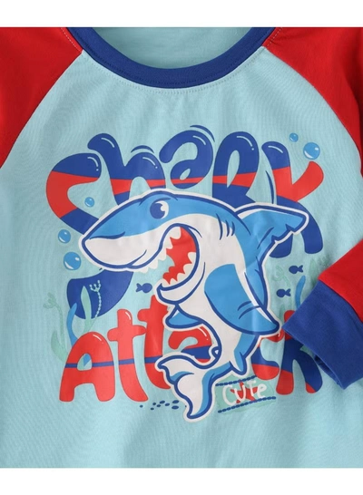 Babyqlo Shark Printed Glow In The Dark Pyjama Set Multicolour-2