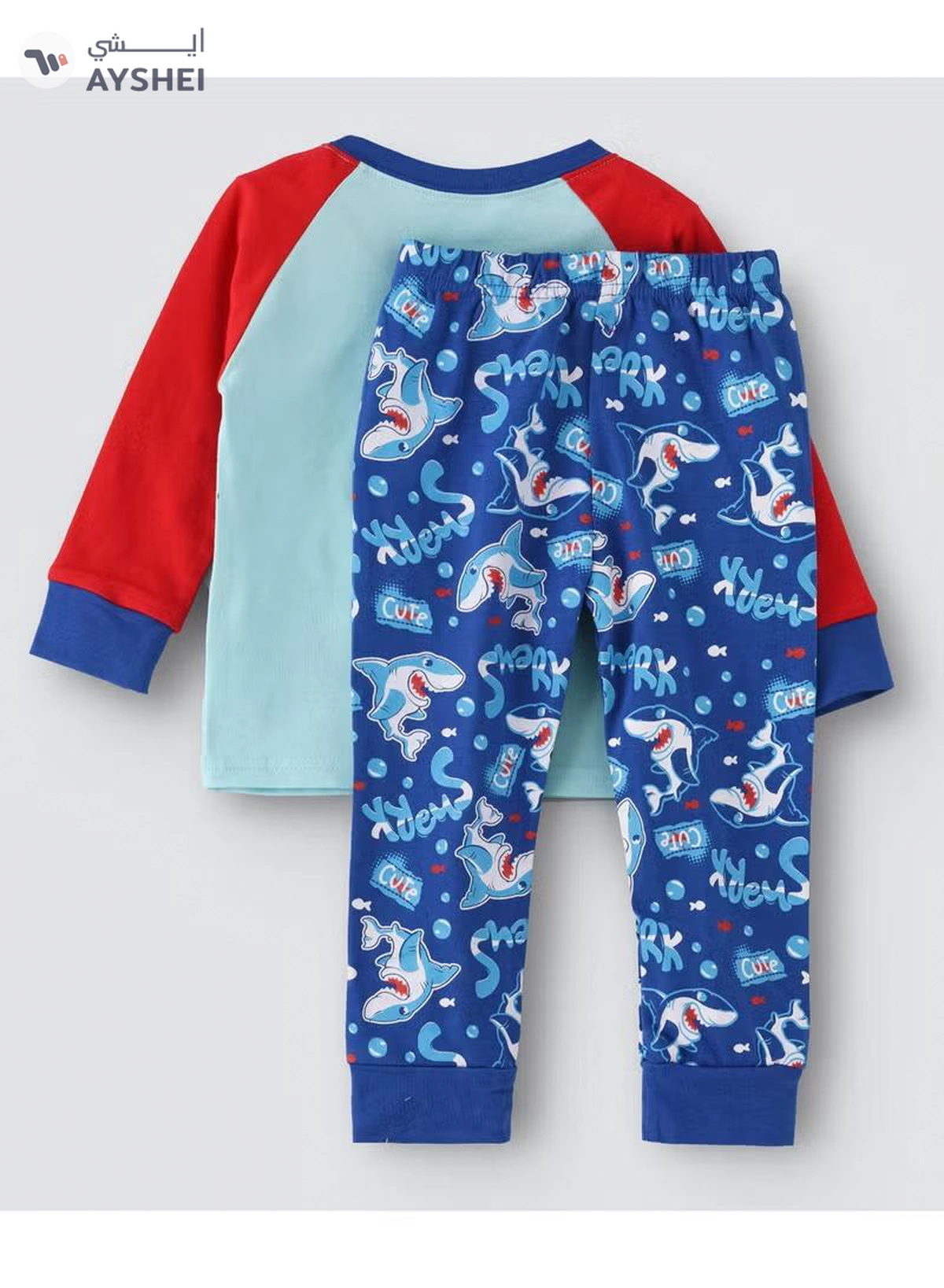 Babyqlo Shark Printed Glow In The Dark Pyjama Set Multicolour-1-1