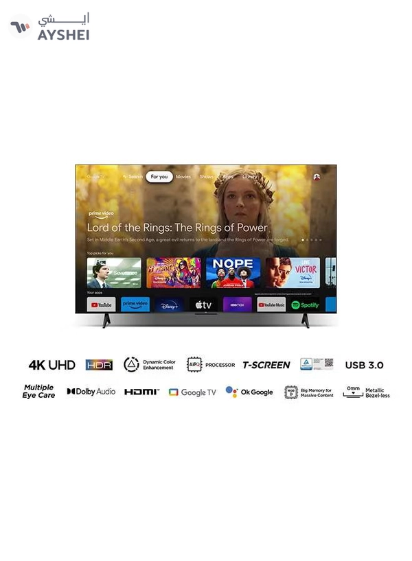 TCL 75 Inch 4K UHD Smart Google TV, HDR 10, Dolby Audio, Dynamic Color Enhancement, Metallic Bezel-less Design (2024 Model) 75P69B Black