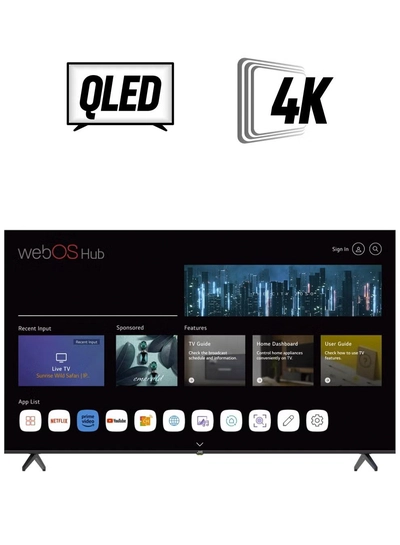 JVC 55 Inch Edgeless QLED 4K UHD WebOS Smart TV With Bluetooth, Magic Remote And Dolby Audio-2024 Model LT-55NQ7145 Black-0