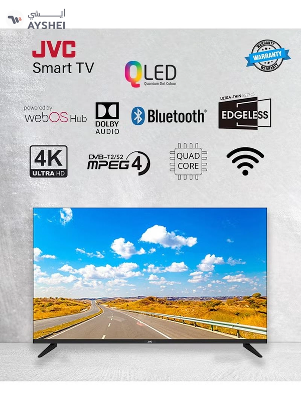 JVC 55 Inch Edgeless QLED 4K UHD WebOS Smart TV With Bluetooth, Magic Remote And Dolby Audio-2024 Model LT-55NQ7145 Black