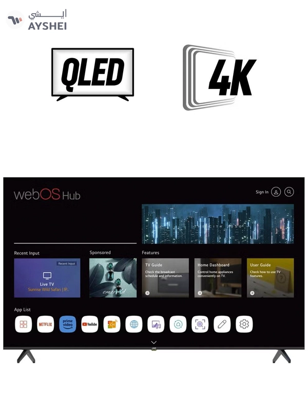 JVC 55 Inch Edgeless QLED 4K UHD WebOS Smart TV With Bluetooth, Magic Remote And Dolby Audio-2024 Model LT-55NQ7145 Black