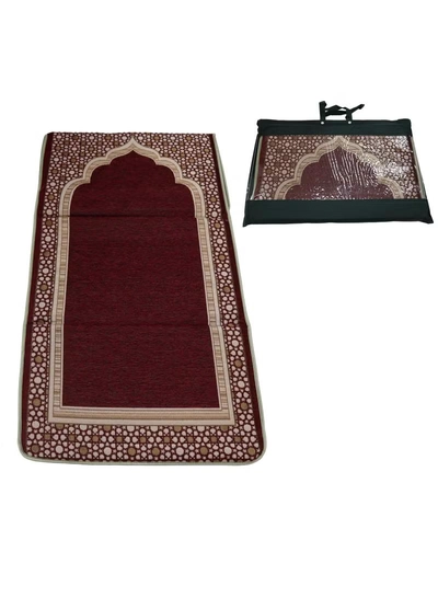 Yuwell Foldable Prayer Mat with Back Support & Carrying Bag, 2-in-1 Prayer Rug Sajadah, Anti-Slip Islamic Salah Mat 110×60CM for Men & Women, Portable Ramadan & Eid Gift Maroon-0