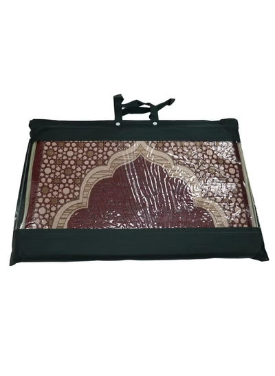 Yuwell Foldable Prayer Mat with Back Support & Carrying Bag, 2-in-1 Prayer Rug Sajadah, Anti-Slip Islamic Salah Mat 110×60CM for Men & Women, Portable Ramadan & Eid Gift Maroon-2