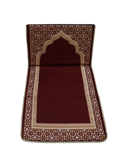 Yuwell Foldable Prayer Mat with Back Support & Carrying Bag, 2-in-1 Prayer Rug Sajadah, Anti-Slip Islamic Salah Mat 110×60CM for Men & Women, Portable Ramadan & Eid Gift Maroon-5