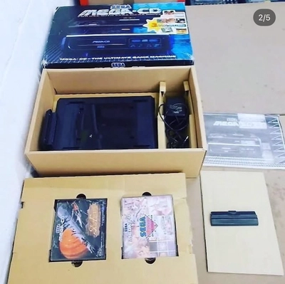 Sega Mega-CD Black Pal 220v COMPUTER CONSOLE With 3 Games Box Instructions-3