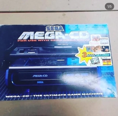 Sega Mega-CD Black Pal 220v COMPUTER CONSOLE With 3 Games Box Instructions-4