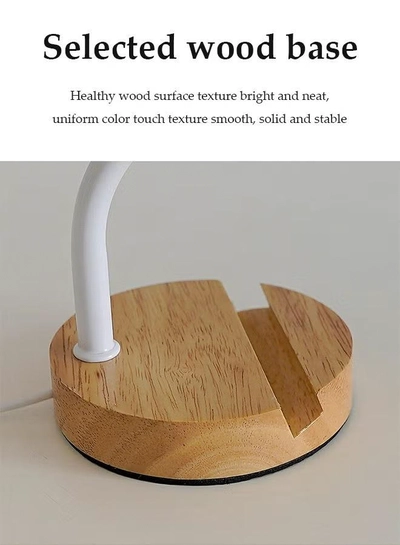 DUNISO Bedside table lamp, USB fabric bedroom lamp, multifunctional desk lamp with fabric lampshade, three color multi-level adjustable, with bracket, suitable for living room, study, bedroom and office-6