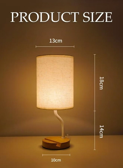 DUNISO Bedside table lamp, USB fabric bedroom lamp, multifunctional desk lamp with fabric lampshade, three color multi-level adjustable, with bracket, suitable for living room, study, bedroom and office-1