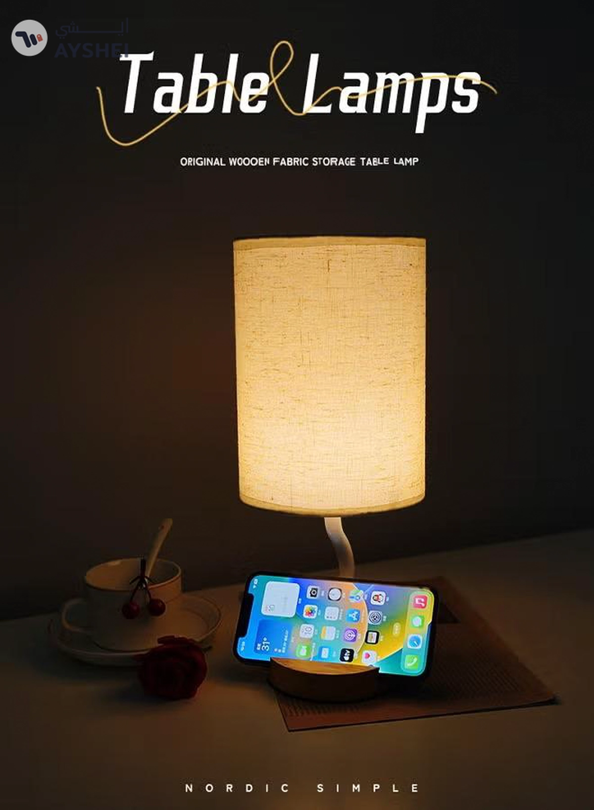 DUNISO Bedside table lamp, USB fabric bedroom lamp, multifunctional desk lamp with fabric lampshade, three color multi-level adjustable, with bracket, suitable for living room, study, bedroom and office-2-2