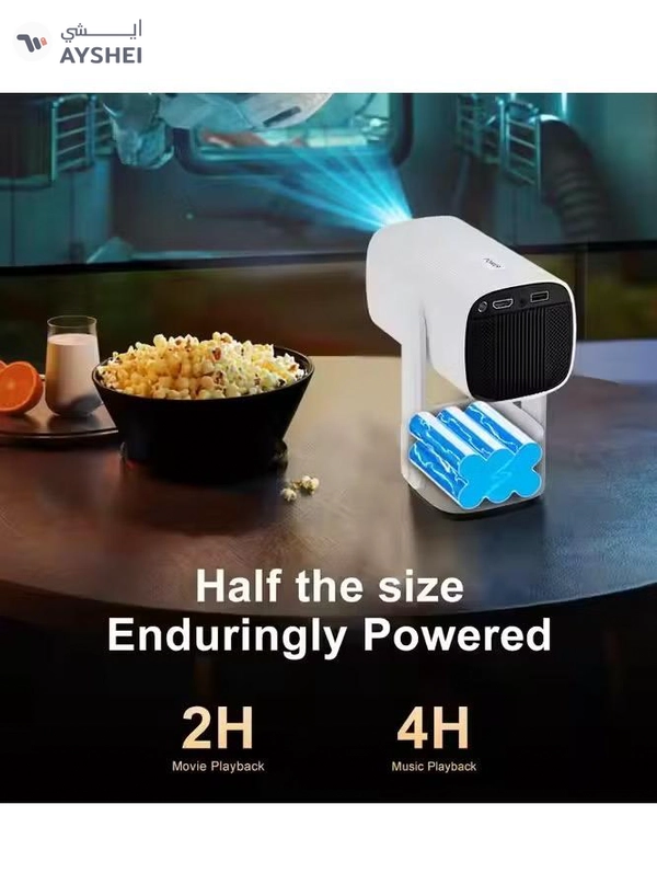 Eworld Rechargeable 5000 Lumens HD Smart Mini Projector with 4K Support, 150-Inch Screen Display