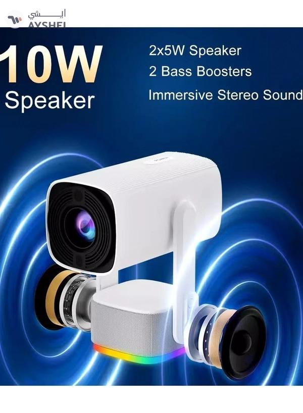 Eworld Rechargeable 5000 Lumens HD Smart Mini Projector with 4K Support, 150-Inch Screen Display
