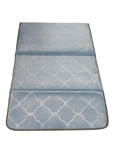 Yuwell Foldable Prayer Mat with Back Support & Carrying Bag, 2-in-1 Prayer Rug Sajadah, Anti-Slip Islamic Salah Mat Soft Velvet Mat 110×65CM for Men & Women, Portable Ramadan & Eid Gift Light Blue-5