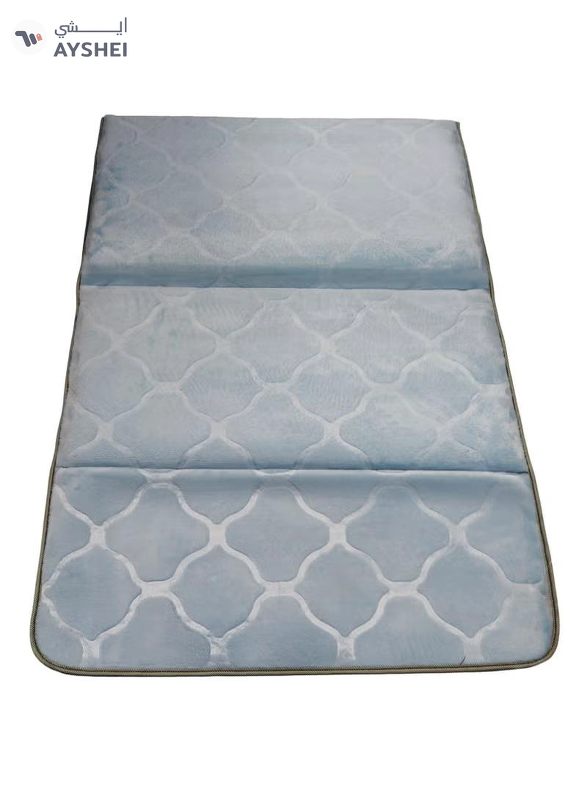 Yuwell Foldable Prayer Mat with Back Support & Carrying Bag, 2-in-1 Prayer Rug Sajadah, Anti-Slip Islamic Salah Mat Soft Velvet Mat 110×65CM for Men & Women, Portable Ramadan & Eid Gift Light Blue-5-5