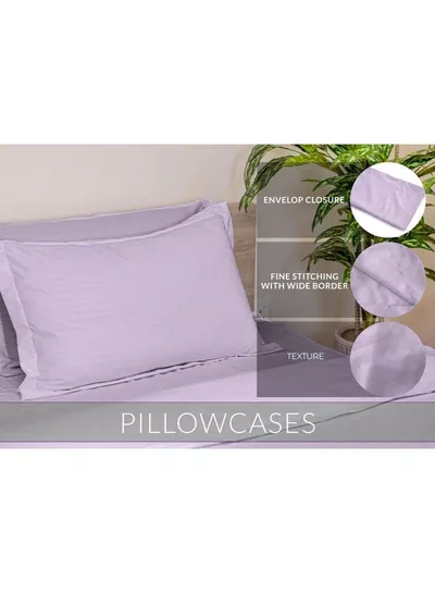 6 Piece Premium King Size Bedding Set, Purple Striped Design and High Quality Microfiber Hotel Luxury Bedsheet, Soft Quilt Cover and Pillowcases-3
