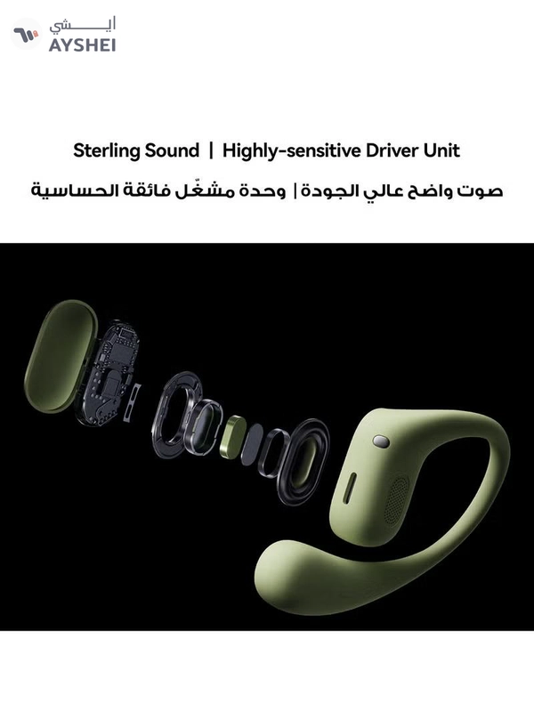 HUAWEI FreeArc Open-Ear Earbuds, Bluetooth Earphones with Sterling Sound, Secure Fit and Comfort, IP57 Water Resistance, 28 Hours Playtime, Sports Earphones, iOS, Android, Windows FreeArc Green