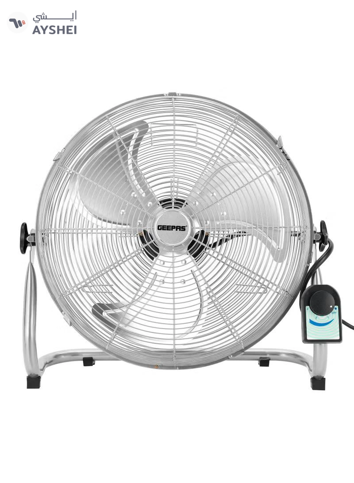 GEEPAS 18" Industrial Metal Floor Fan, 3 Pcs Factory Balanced Metal Blade, 3 Speed Options, Heavy Duty 450 MM, Powerful Copper Motor, Tilt Adjustable Head 150 W GF21196 Silver-5-5
