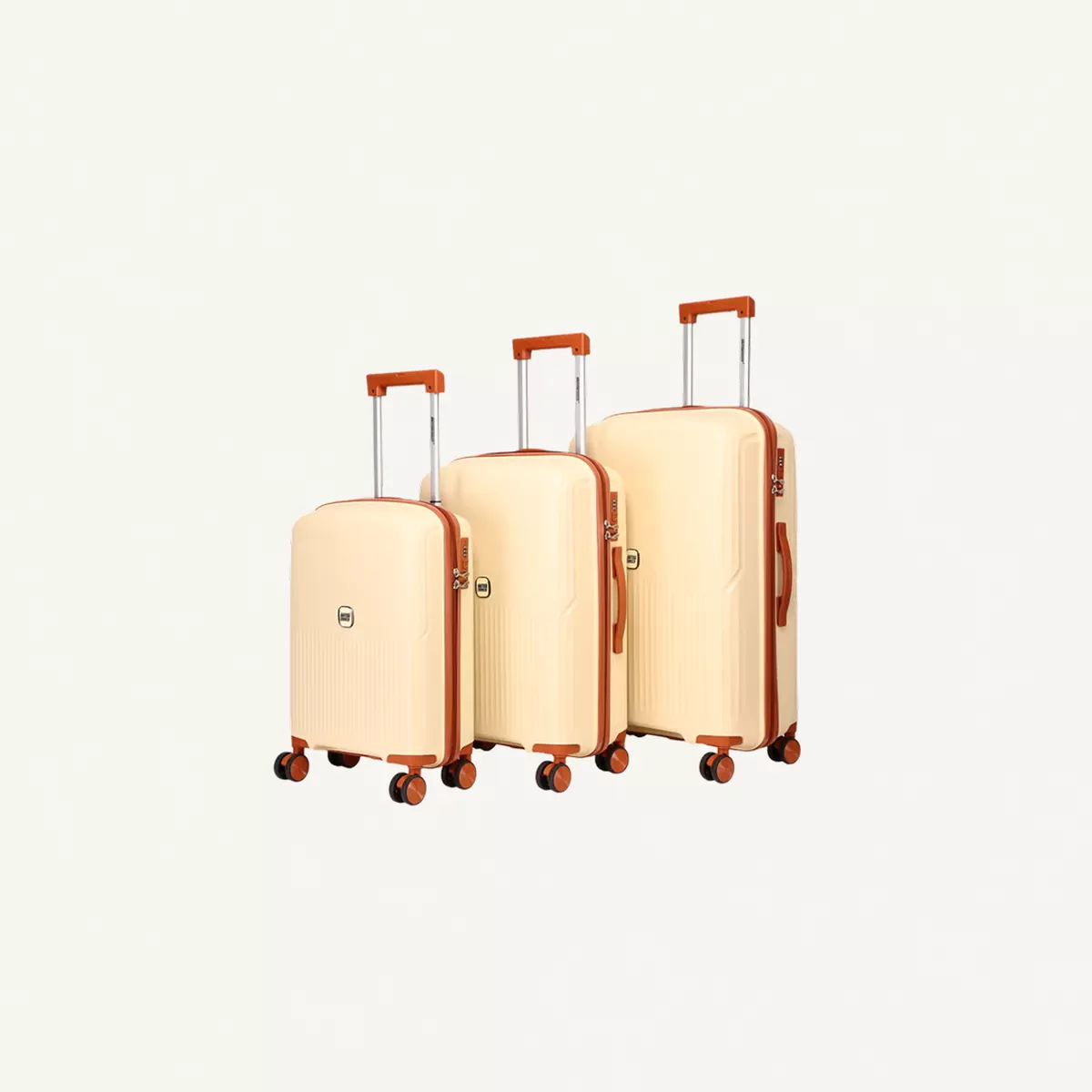 British Tourister 3 Piece Polypropylene Hard Side Spinner Luggage Trolley Set 20/24/28 Inch - Beige