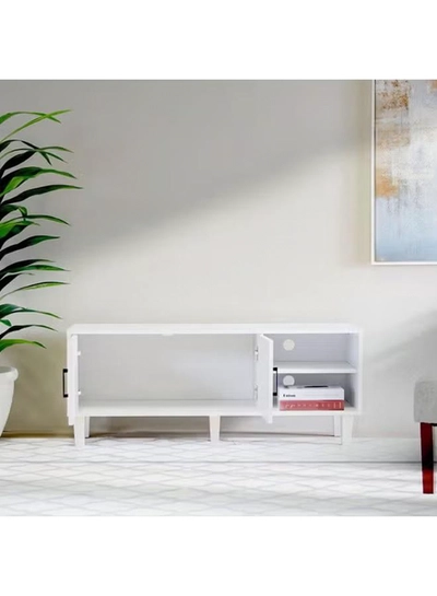 DubaiGallery TV Cabinet For Up To 32 Inches TV I Entertainment Modern Design Wall Unit Furniture I Wooden TV Stand For Living Room, Bedroom I TV Rack L120xW40xH49 cm - White-3