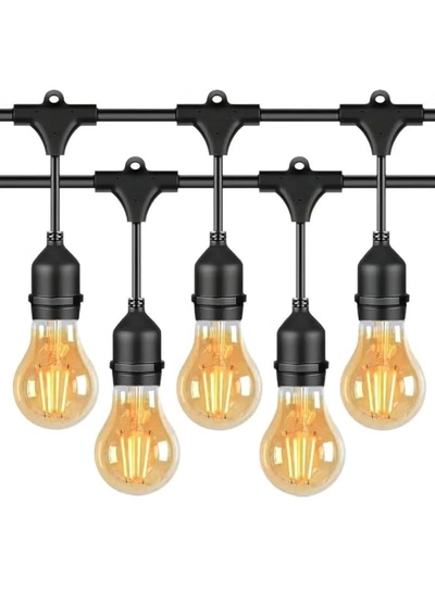 Yuwell Outdoor Waterproof IP65 Led String Lights E27 Holder 50 Meter Bulb Holder Wire With 100 Bulbs 4W A60 Amber With EU Plug Solar Bulb Holder For Ramadan Decoration Lights And Outdoor Decoration Light Hanging Light String Wire Ramadan Light For Commercial Patio Garden & Porch Yard-0