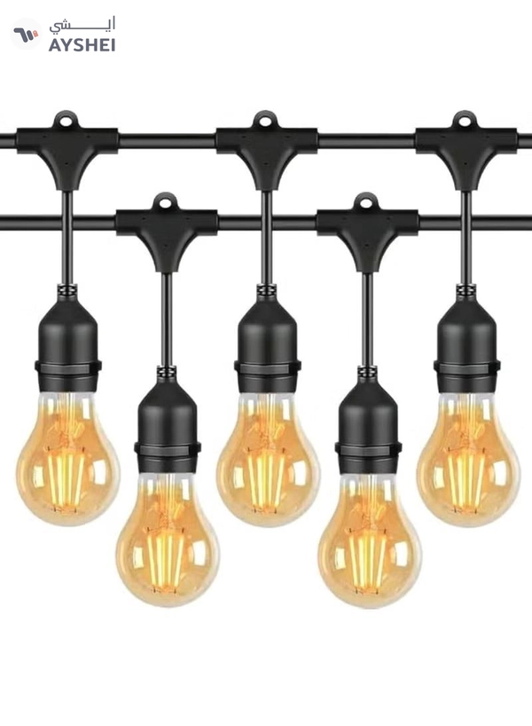Yuwell Outdoor Waterproof IP65 Led String Lights E27 Holder 50 Meter Bulb Holder Wire With 100 Bulbs 4W A60 Amber With EU Plug Solar Bulb Holder For Ramadan Decoration Lights And Outdoor Decoration Light Hanging Light String Wire Ramadan Light For Commercial Patio Garden & Porch Yard
