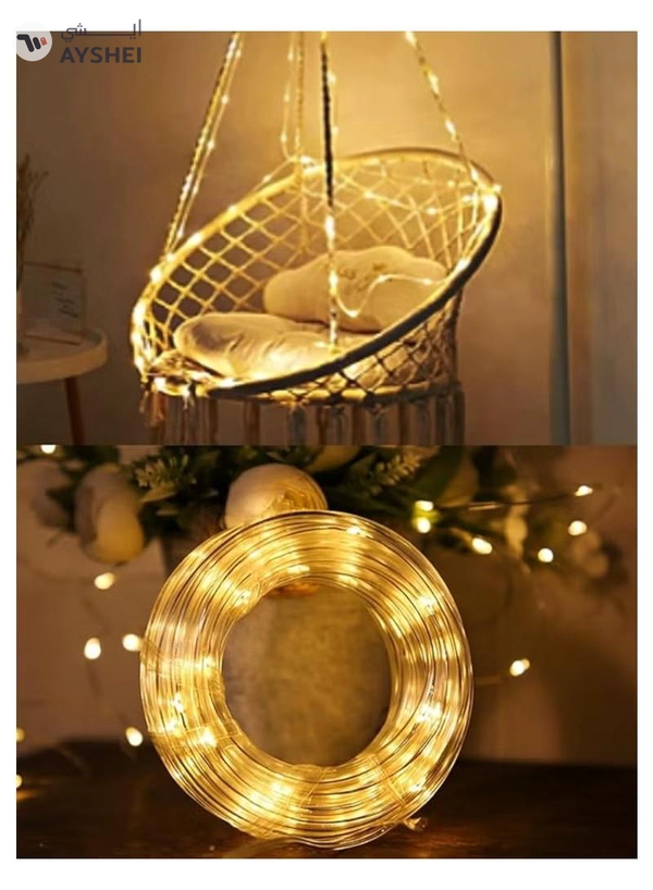 Yuwell 20M LED String Lights Outdoor Waterproof Copper Wire String Lights For Garden Fence Patio Yard And Ramadan Decoration Light Fairy Light For Wedding Indoor And Outdoor Decoration Warm White 2 Pin Plug