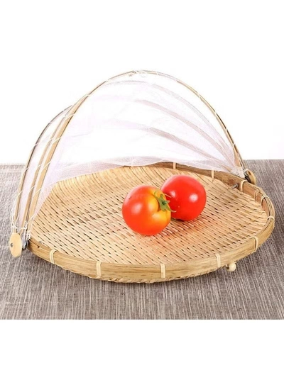 DubaiGallery DISH COVER - FOOD COVER - SUN DRY BAMBOO TRAY WITH NET - BAMBOO NETTED COVER-4