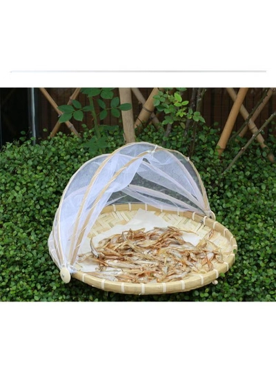 DubaiGallery DISH COVER - FOOD COVER - SUN DRY BAMBOO TRAY WITH NET - BAMBOO NETTED COVER-3