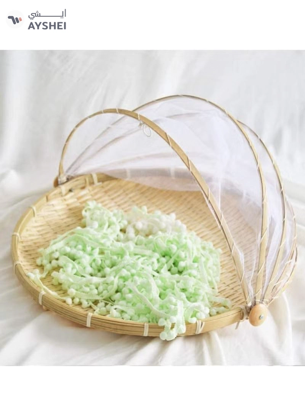 DubaiGallery DISH COVER - FOOD COVER - SUN DRY BAMBOO TRAY WITH NET - BAMBOO NETTED COVER