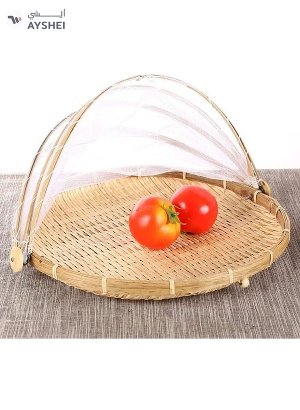 DubaiGallery DISH COVER - FOOD COVER - SUN DRY BAMBOO TRAY WITH NET - BAMBOO NETTED COVER