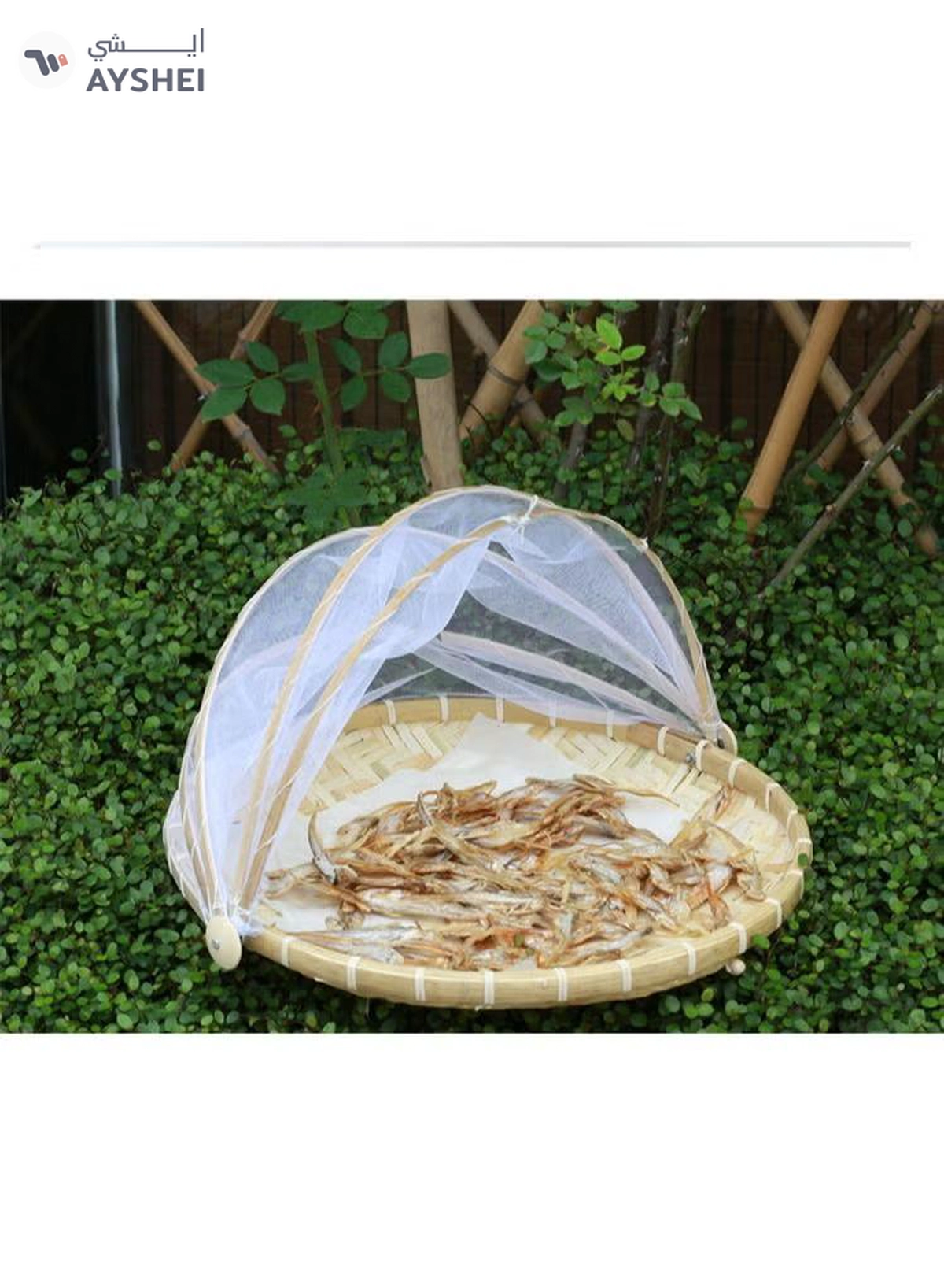 DubaiGallery DISH COVER - FOOD COVER - SUN DRY BAMBOO TRAY WITH NET - BAMBOO NETTED COVER-3-3