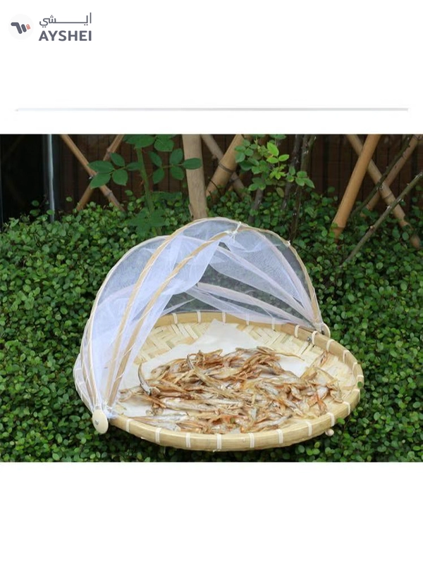 DubaiGallery DISH COVER - FOOD COVER - SUN DRY BAMBOO TRAY WITH NET - BAMBOO NETTED COVER