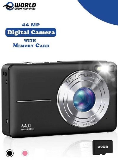 Eworld 44MP HD Digital Camera with 32GB Card, Compact Photo Camera-0