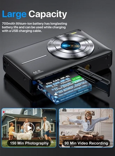 Eworld 44MP HD Digital Camera with 32GB Card, Compact Photo Camera-3