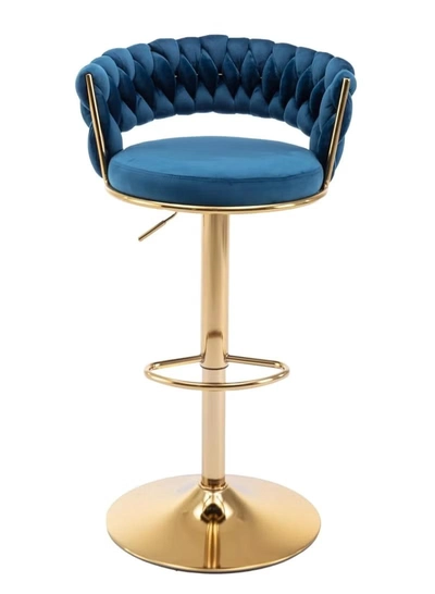 DubaiGallery Bar Stools 360° Swivel Chair with Backrest, Modern Adjustable Counter Height Barstools, Premium Velvet Upholstered Bar Stool for Kitchen Pub, Café, Counter, Bar, Restaurant-3