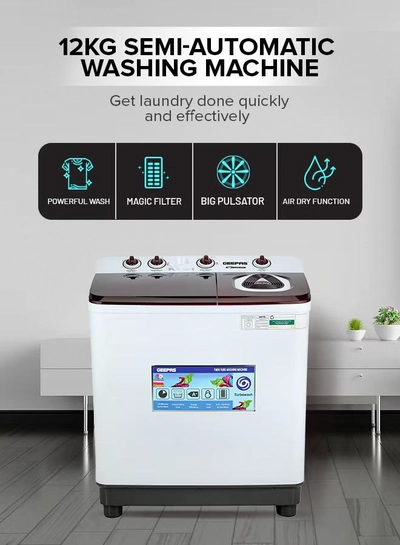 GEEPAS TwinTub Semi-Automatic 15 Kg Washing Machine | Top Load Semi Automatic Washing Machine Quick Turbo Wash |Transparent Top Lid | 15 kg 460 W GSWM18044 White/Grey/Meroon 15 kg 460 W GSWM18044 White/Grey/Meroon-5