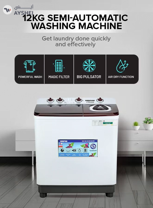 GEEPAS TwinTub Semi-Automatic 15 Kg Washing Machine | Top Load Semi Automatic Washing Machine Quick Turbo Wash |Transparent Top Lid | 15 kg 460 W GSWM18044 White/Grey/Meroon 15 kg 460 W GSWM18044 White/Grey/Meroon