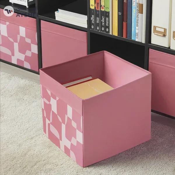 DRÖNA Storage Box - Pink/White, 33x38x33 cm
