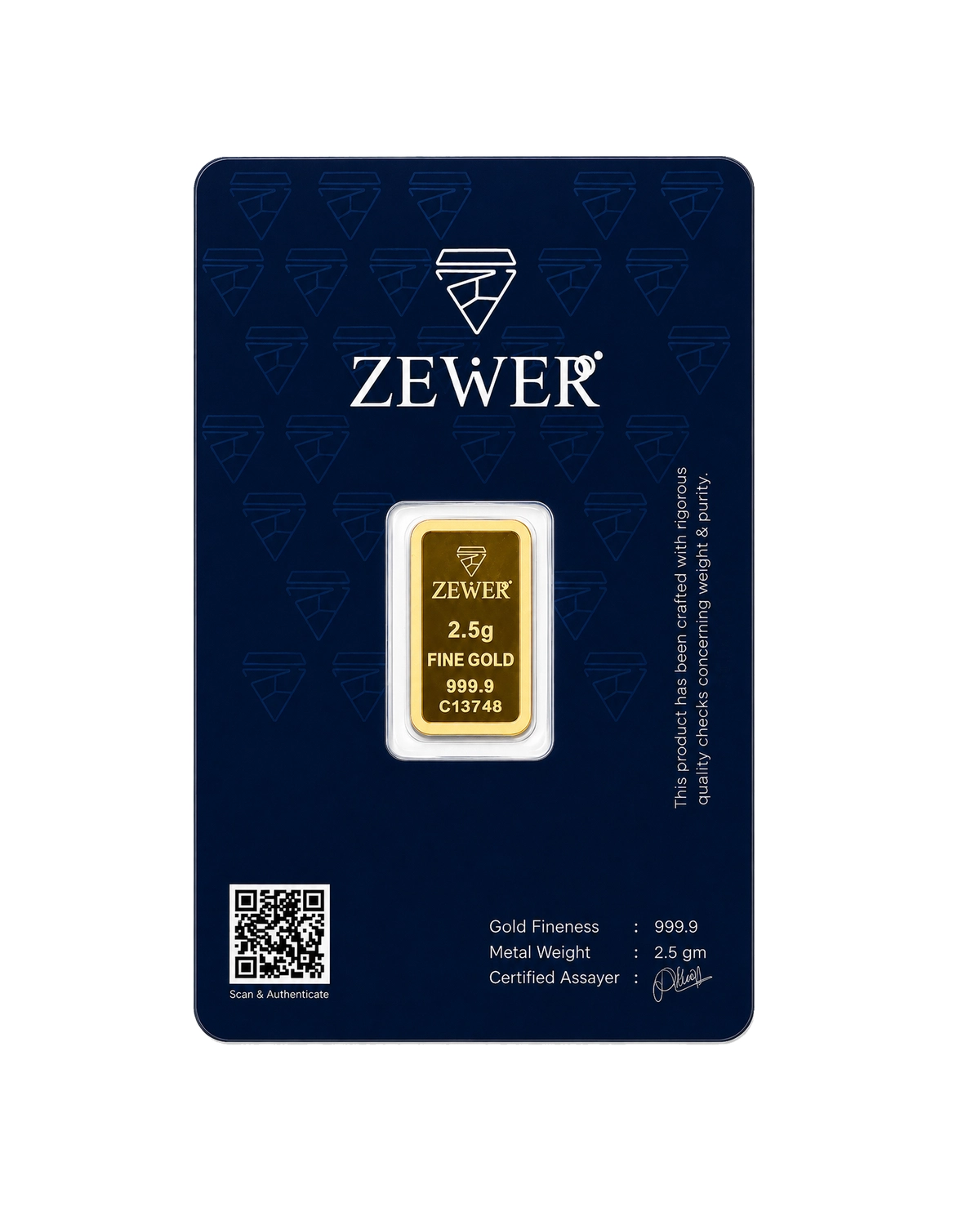 Zewer 2.5g 999.9 Purity Flower Gold Bar