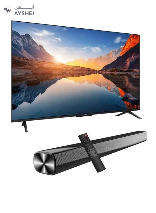 Xiaomi 50-Inch 4K UHD Smart TV, 4K Resolution, HDR10, Google TV + 2.0 Channel Soundbar 30W, HDMI ARC, Bluetooth, USB, MP3, FM 50A2025+SOUNDBAR Black