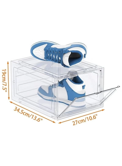 Eworld Set of 6 Clear Plastic Stackable Shoe Storage Boxes -1